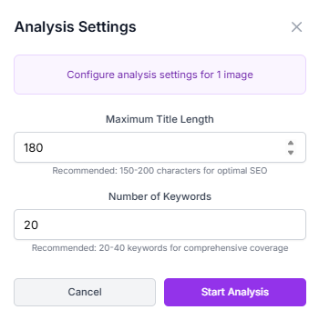 Analysis Settings Modal